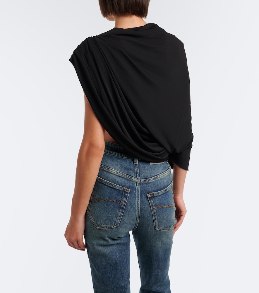 Draped One-Shoulder Jersey Top