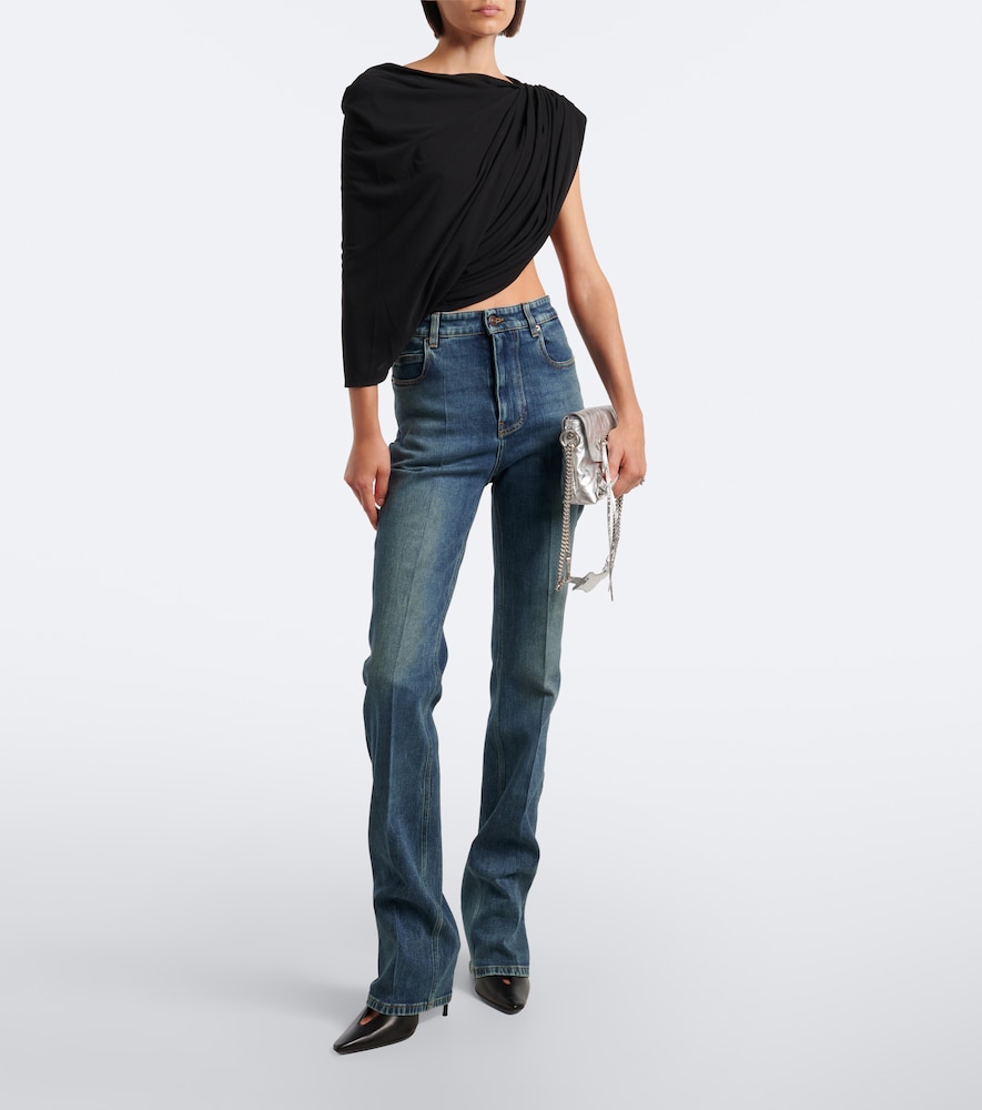 Draped One-Shoulder Jersey Top