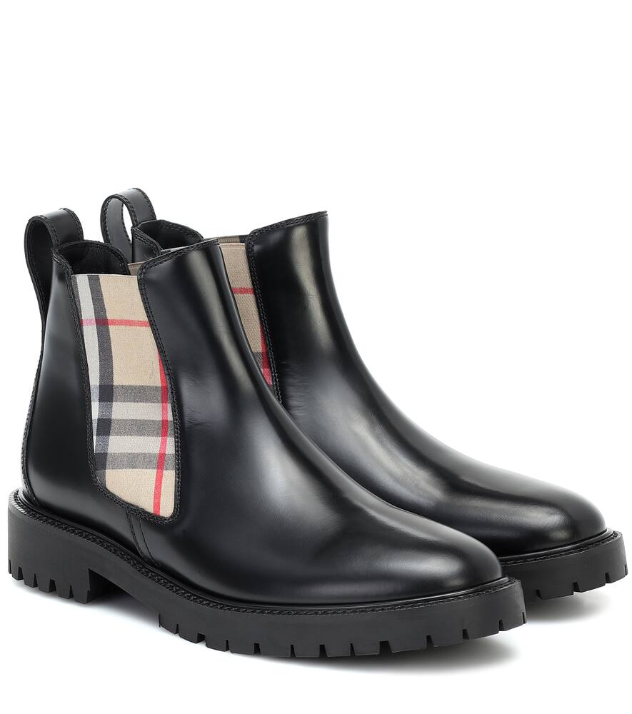 BURBERRY VINTAGE CHECK LEATHER ANKLE BOOTS,P00431547