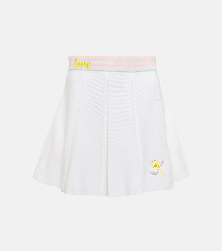 LoveShackFancy Roz embroidered pleated miniskirt