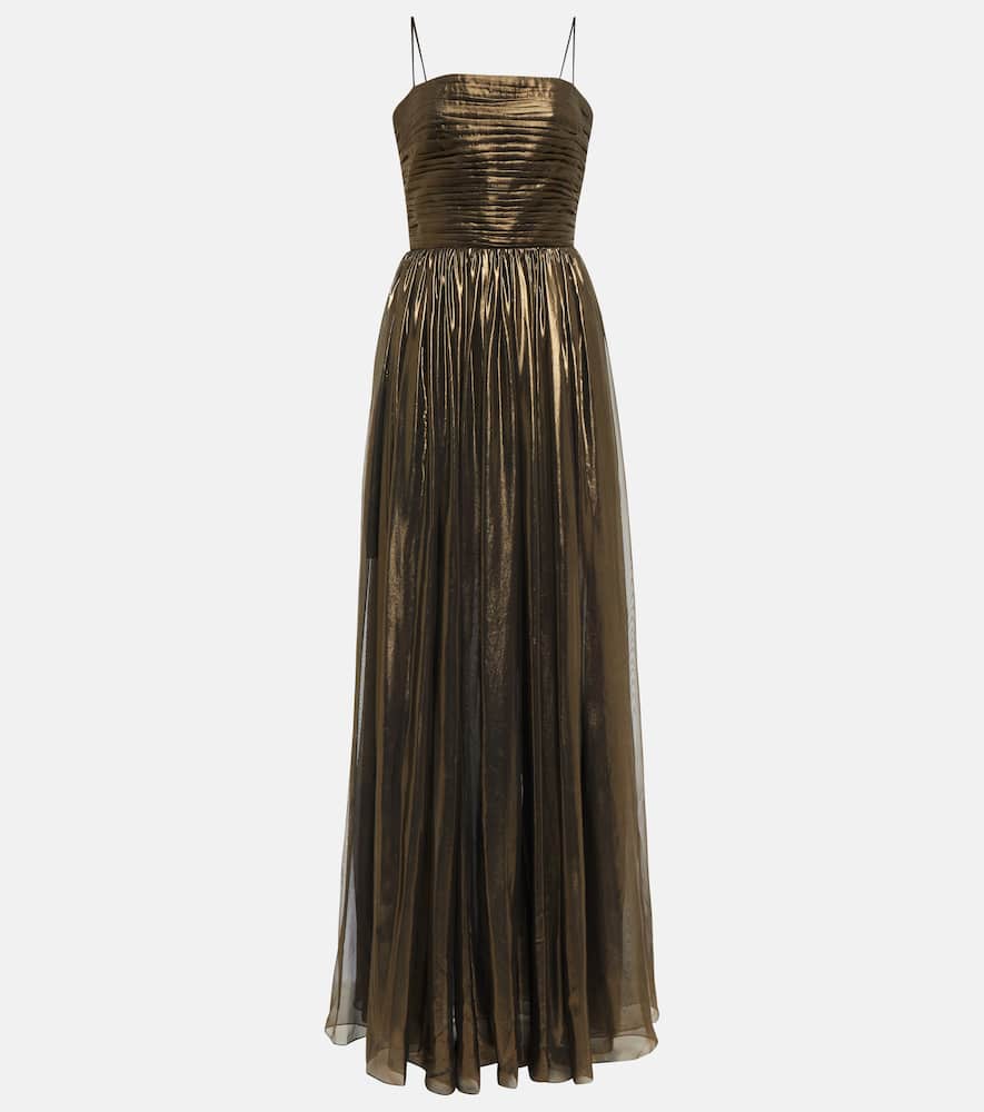 Rasario Ruched lamé gown