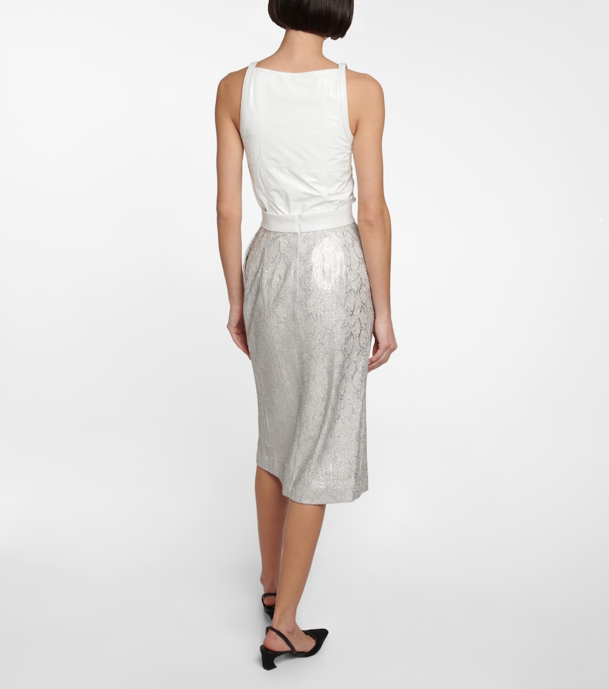  Jacques Wei Jacques Wei Sequined Snake-effect Midi Skirt 