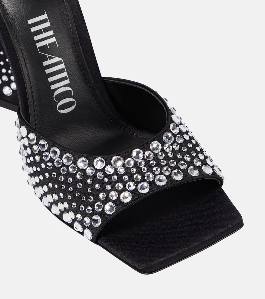 Shop Attico Devon Embellished Satin Mules In Black