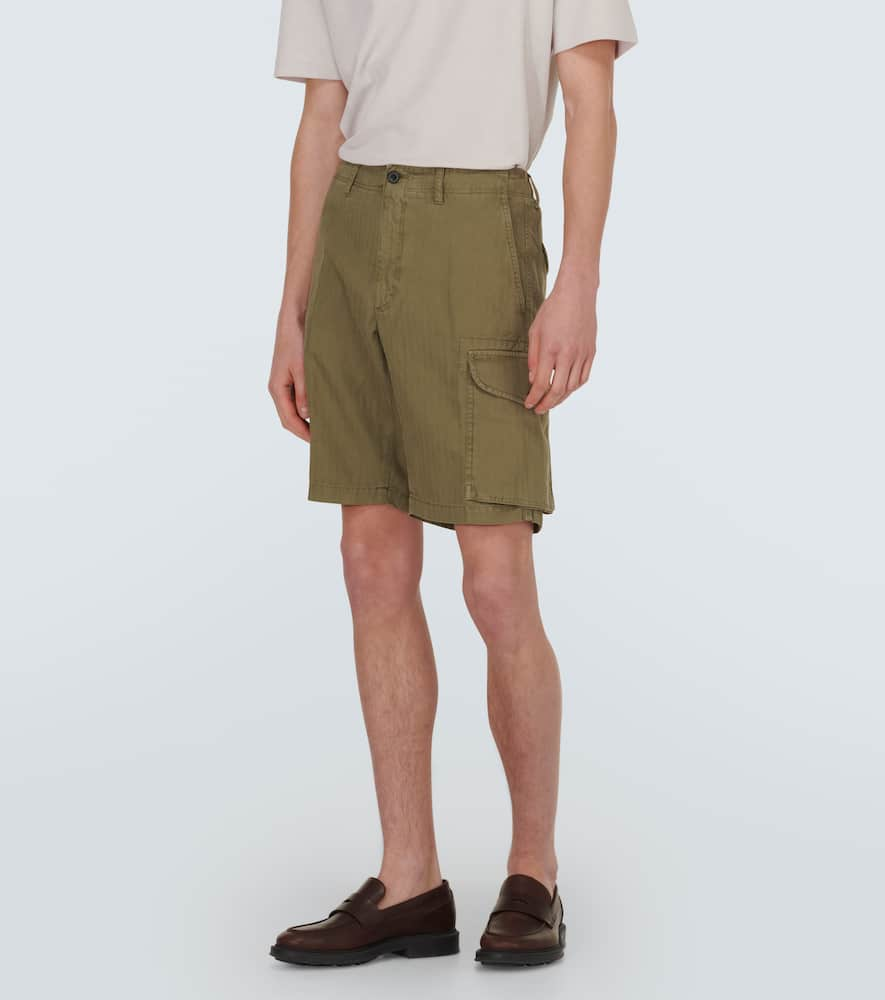 Shop Incotex Cotton And Linen Cargo Shorts In Green