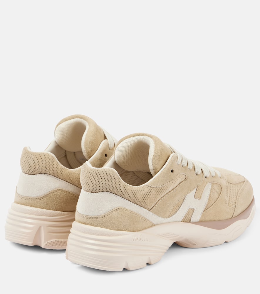 Hogan H665 Suede-trimmed Sneakers In Beige