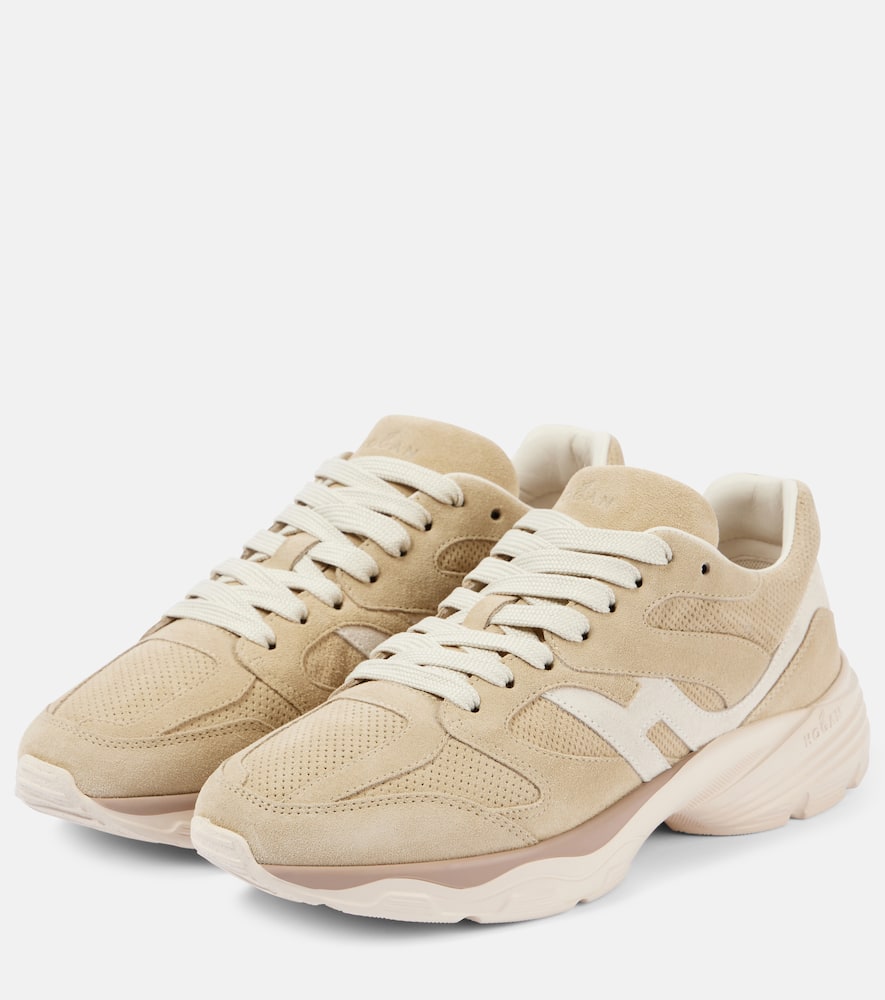 Hogan H665 Suede-trimmed Sneakers In Beige