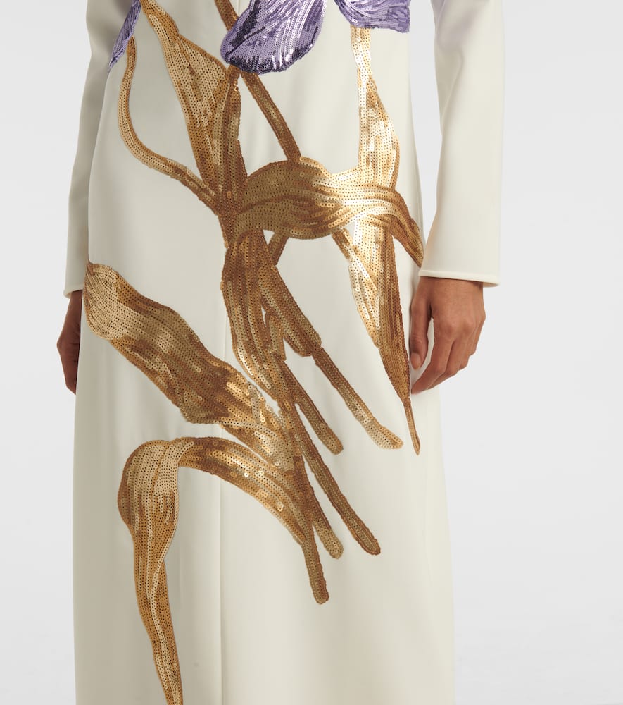 Costarellos Malvina Sequined Crêpe Gown In Ecru