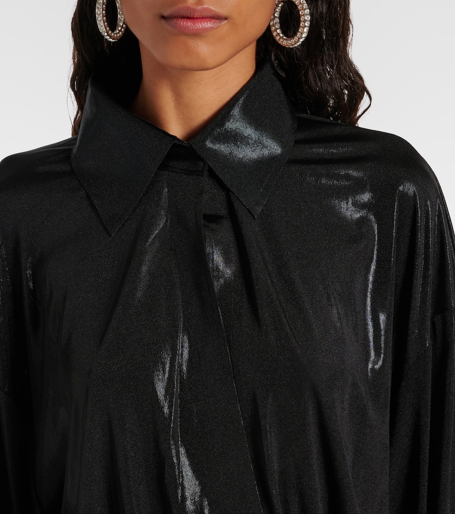 Norma Kamali Boyfriend Ruched Lamé Minidress In Black