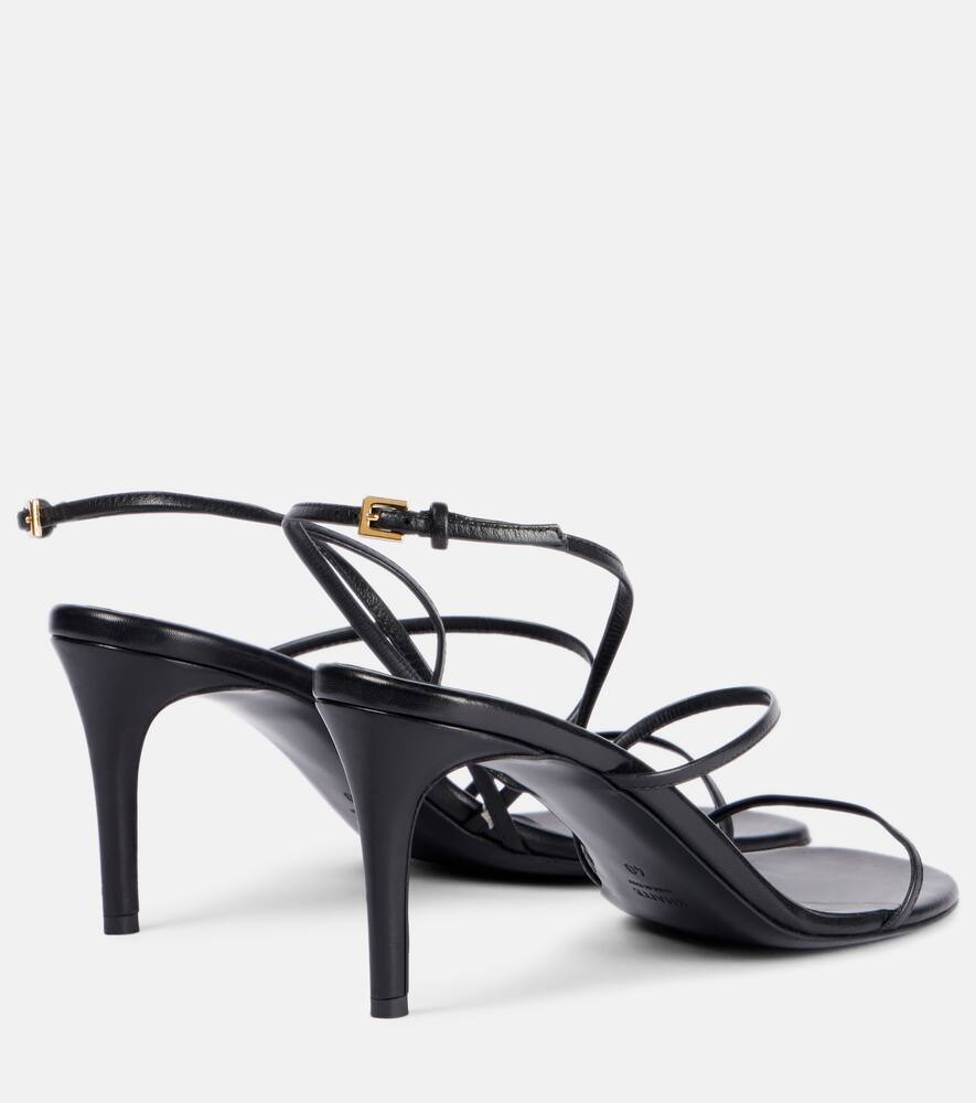 Khaite Black Leather Loop Sandals In Black