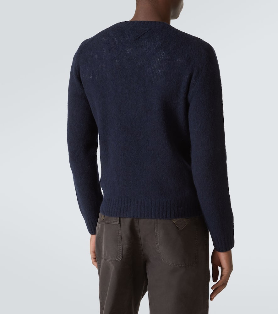 Prada Strickjacke Aus Shetlandwolle In Blau