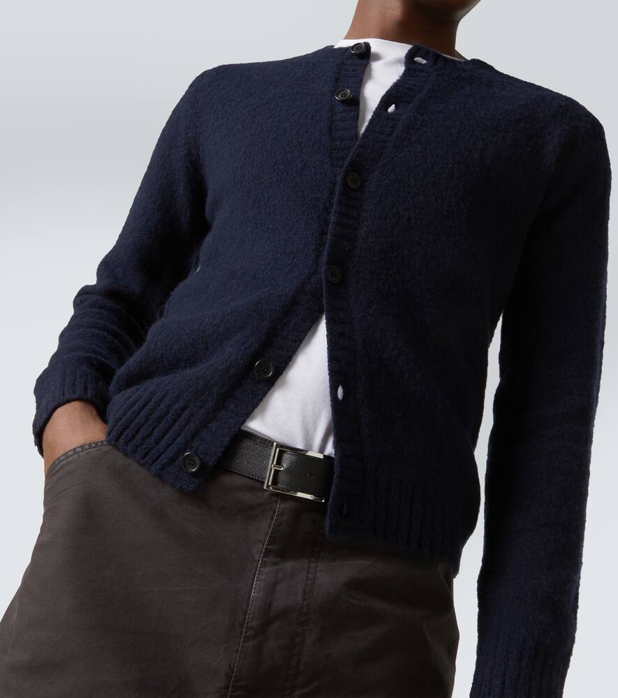 Prada Strickjacke Aus Shetlandwolle In Blau