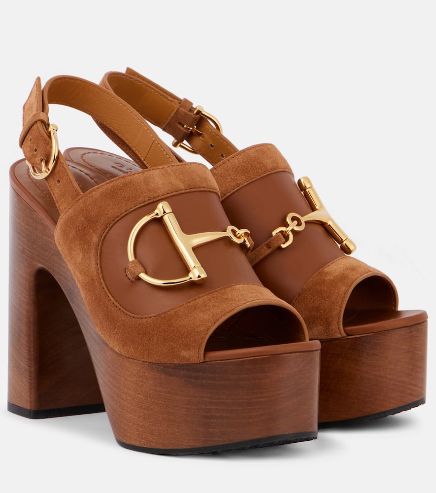 Horsebit suede slingback sandals