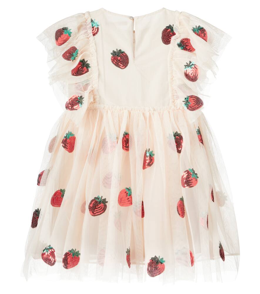 Konges Slojd Yvonne Sequined Ruffled Tulle Dress In Beige