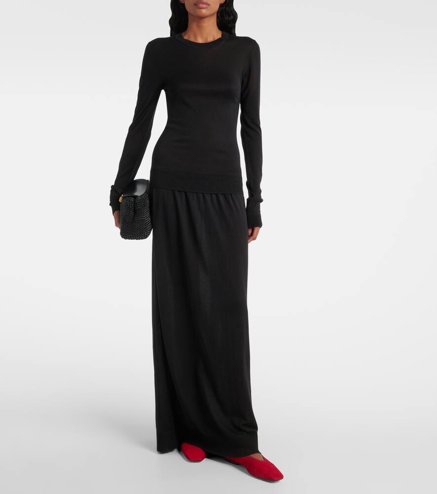 Totême Silk-blend Maxi Dress In Black