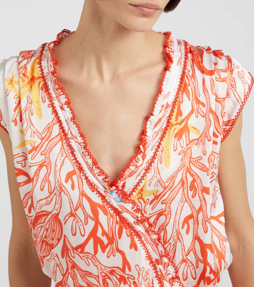 Shop Poupette St Barth Estelle Printed Satin Minidress