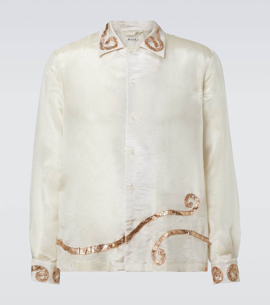 Bode Lido Appliqué Semi-sheer Shirt In Multi