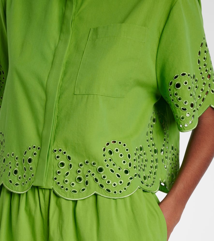 Simkhai Keyla Broderie Anglaise Top In Green
