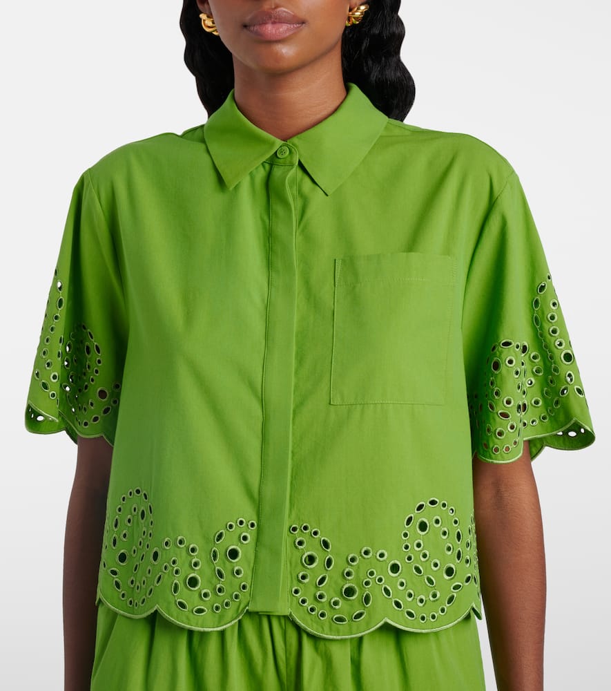 Simkhai Keyla Broderie Anglaise Top In Green