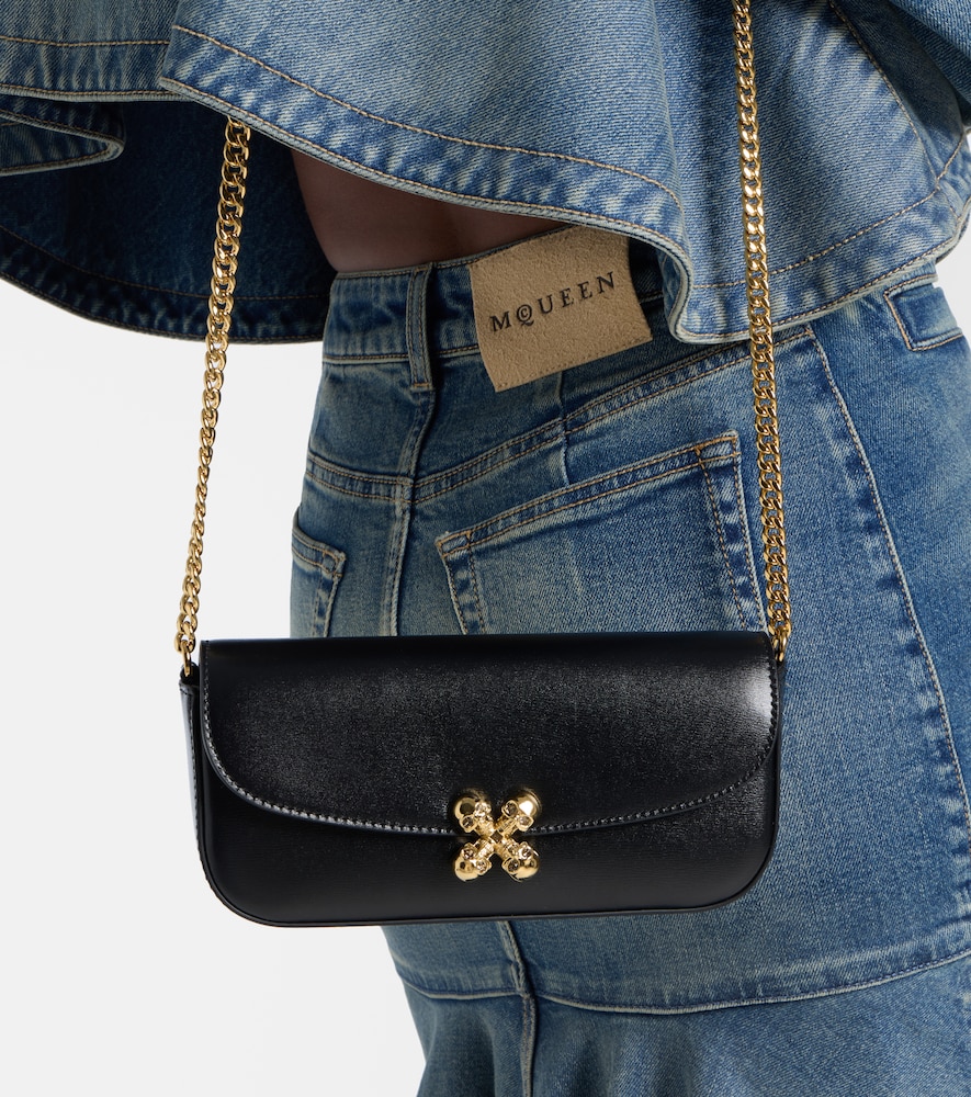 McQueen Skull Flower Small leather shoulder bag