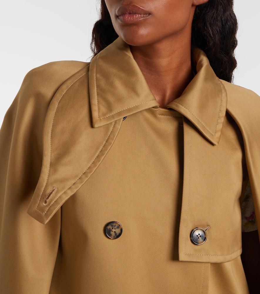 Loewe Double-breasted Cape-effect Organic Cotton-gabardine Jacket In Brown