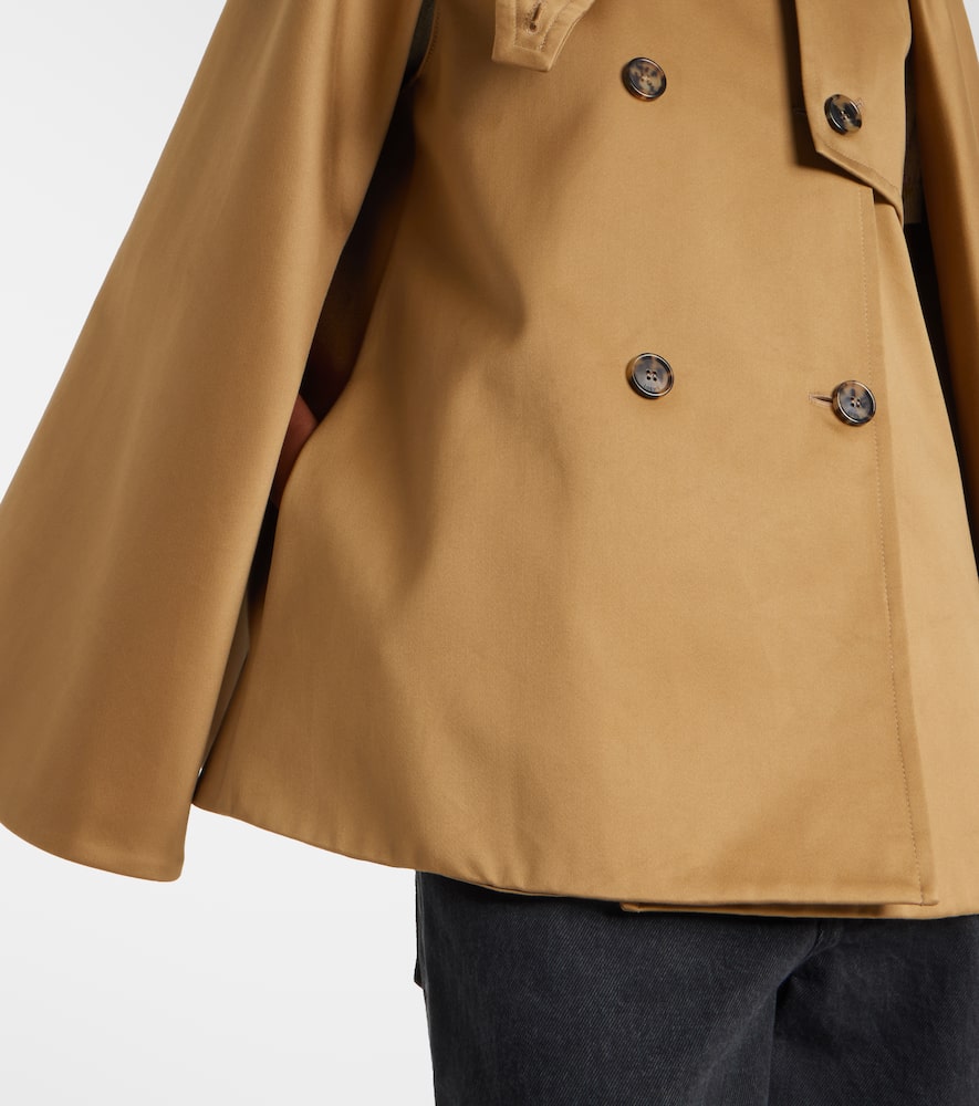 Loewe Double-breasted Cape-effect Organic Cotton-gabardine Jacket In Brown