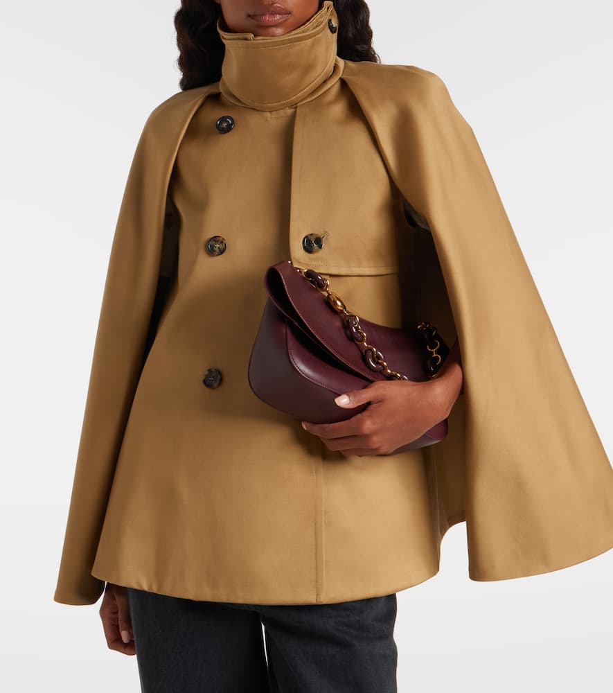 Loewe Double-breasted Cape-effect Organic Cotton-gabardine Jacket In Brown