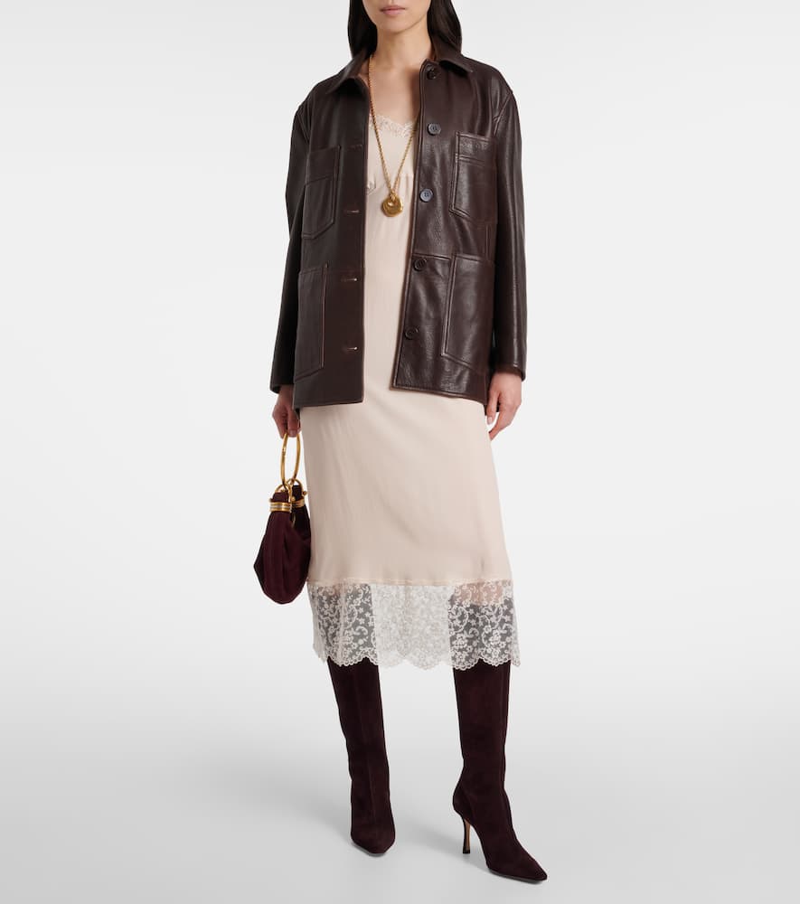Jimmy Choo Agathe 85 Suede Knee-high Boots In Burgundy