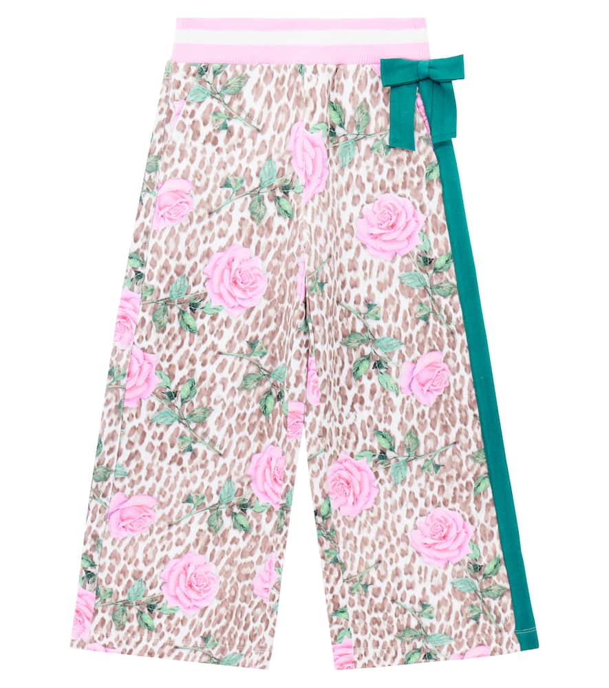 Monnalisa Printed Cotton-blend Jersey Sweatpants In Multi