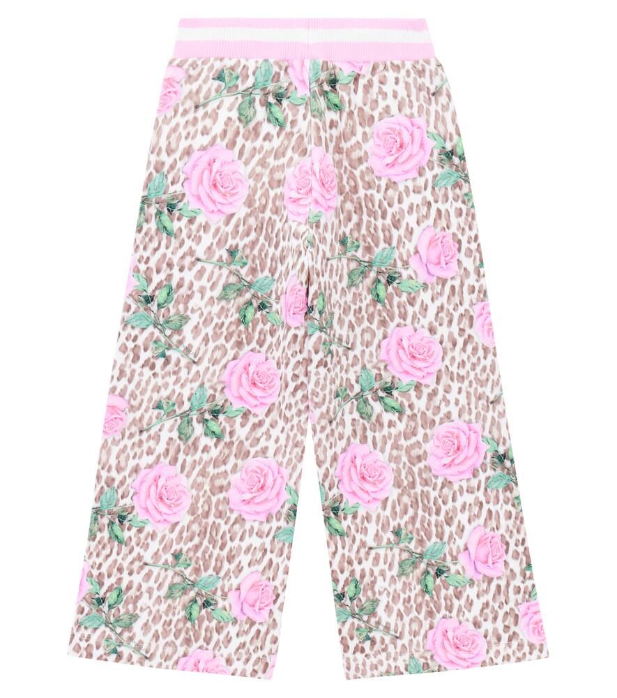 Monnalisa Printed Cotton-blend Jersey Sweatpants In Multi