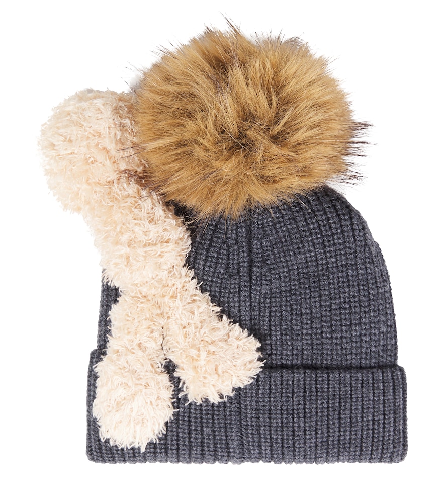  Monnalisa Monnalisa Feather-trimmed Wool Beanie 