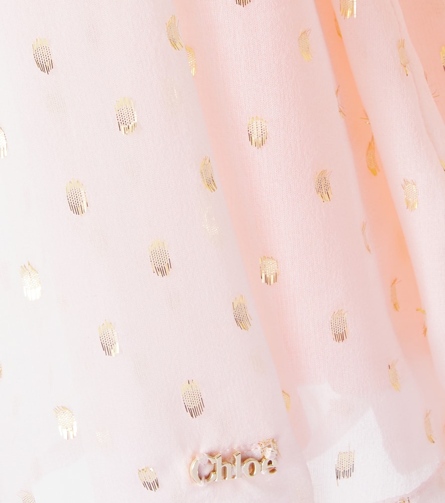 Chloé Kids Polka-dot Silk-blend Skirt In Pink
