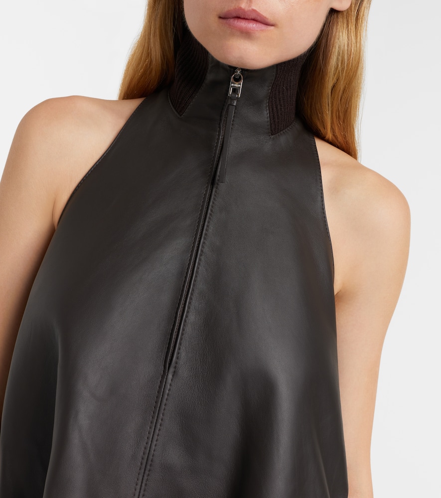 Jacquemus Triangle Leather Minidress In Black