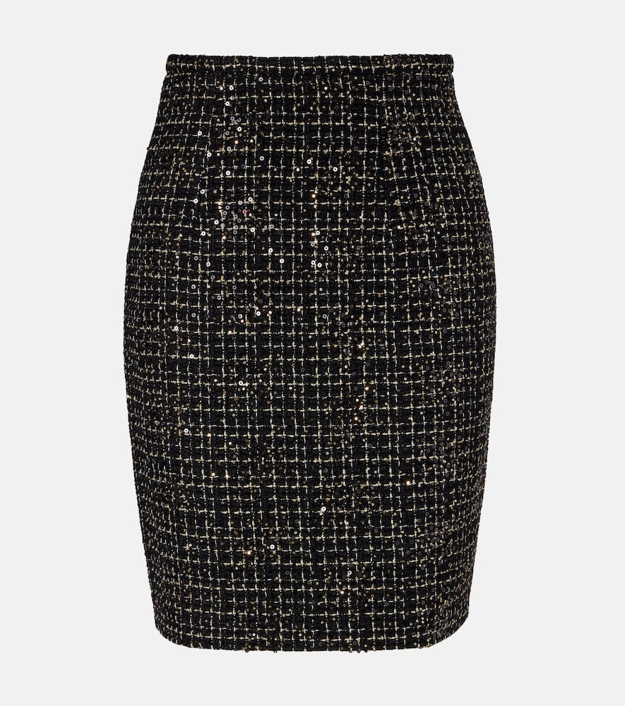 Safiyaa Ayaka Sequined Tweed Pencil Skirt In Black