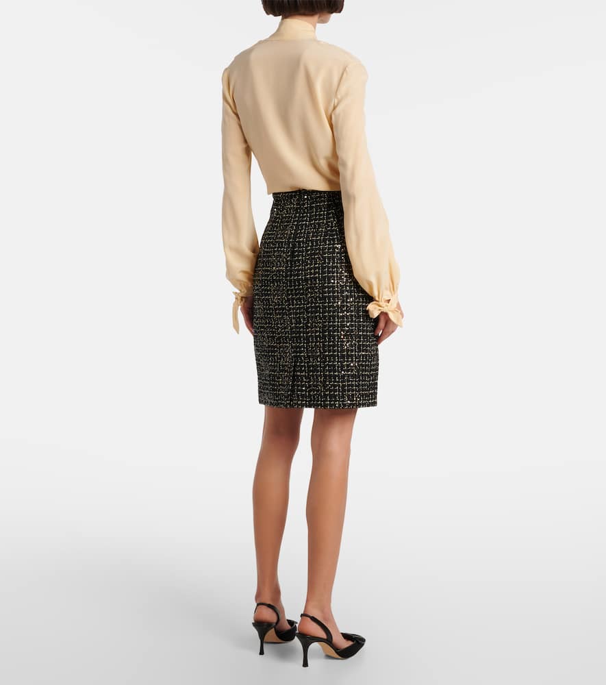 Safiyaa Ayaka Sequined Tweed Pencil Skirt In Black