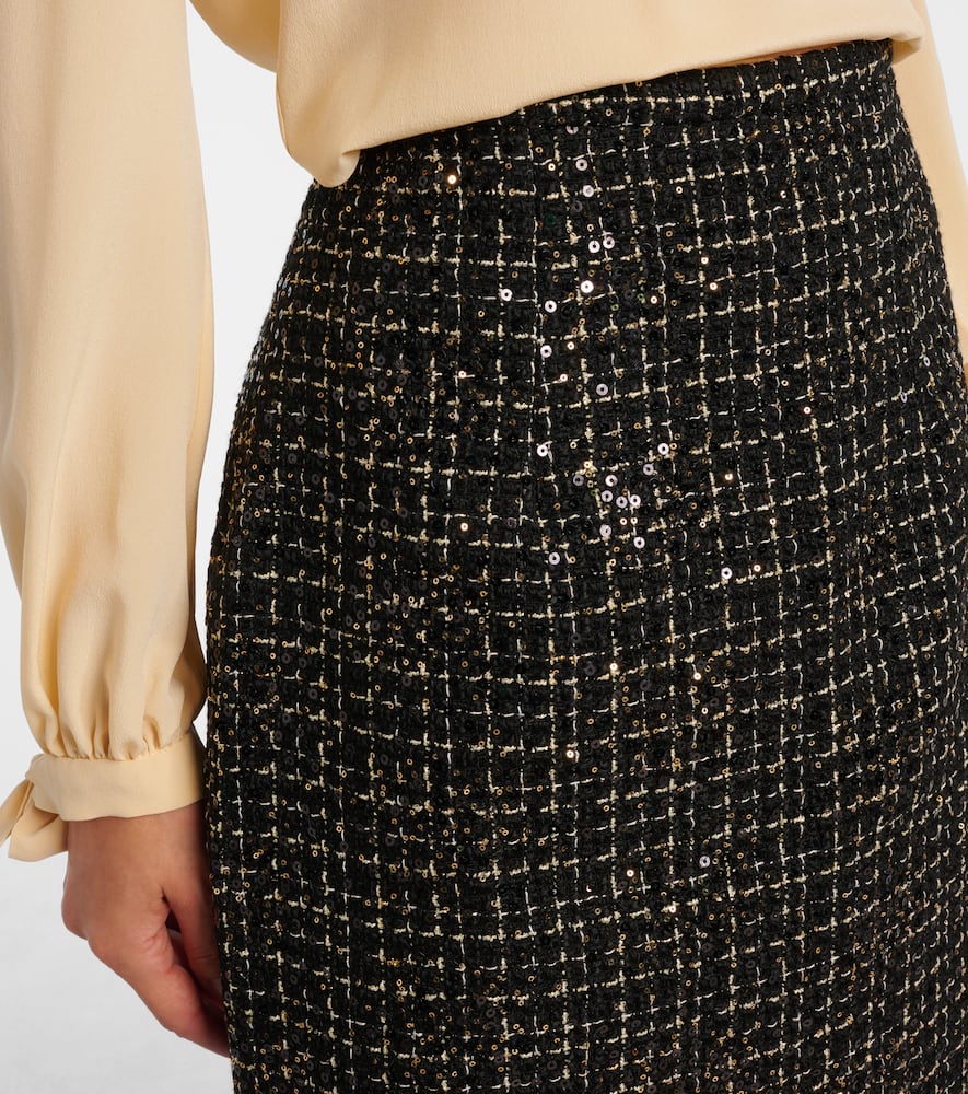 Safiyaa Ayaka Sequined Tweed Pencil Skirt In Black