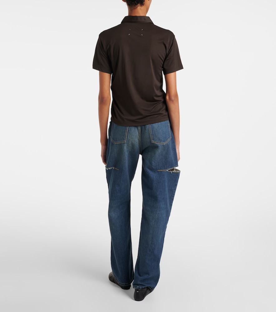 Distressed Barrel-Leg Jeans