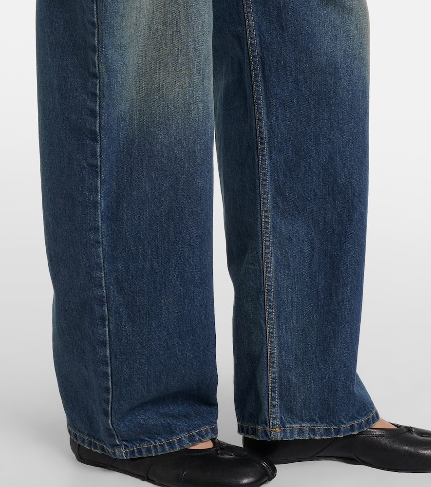 Distressed Barrel-Leg Jeans