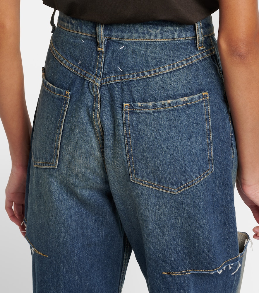 Distressed Barrel-Leg Jeans
