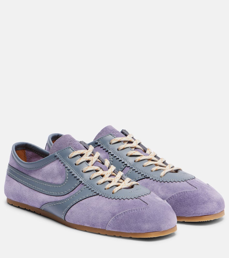 Dries Van Noten Low-profile Sneakers With Suede And Leather Accents In Purple