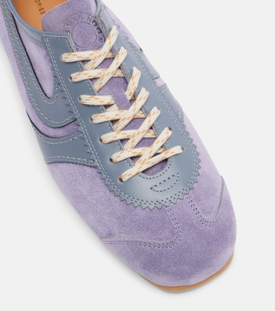 Dries Van Noten Low-profile Sneakers With Suede And Leather Accents In Purple