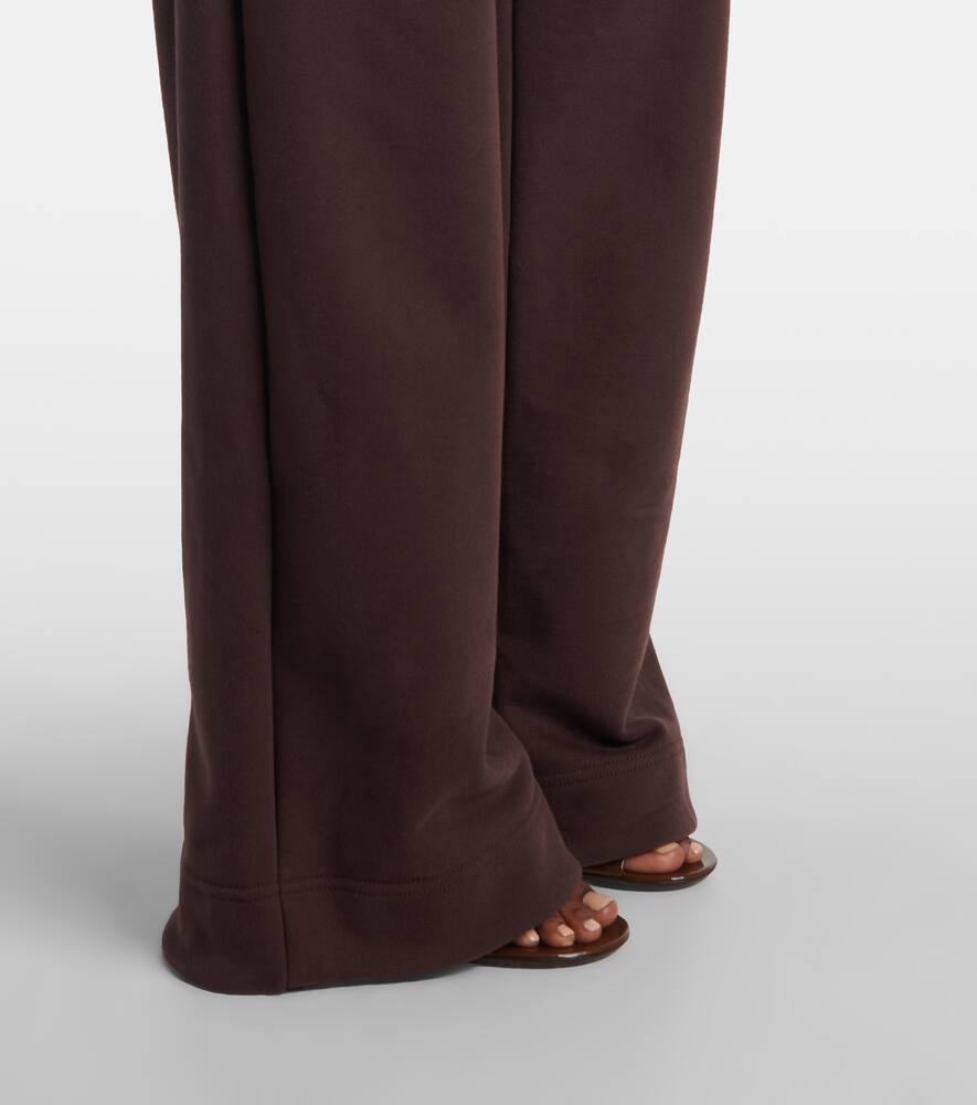 Magda Butrym Crochet-trimmed Cotton-jersey Wide-leg Track Pants In Brown