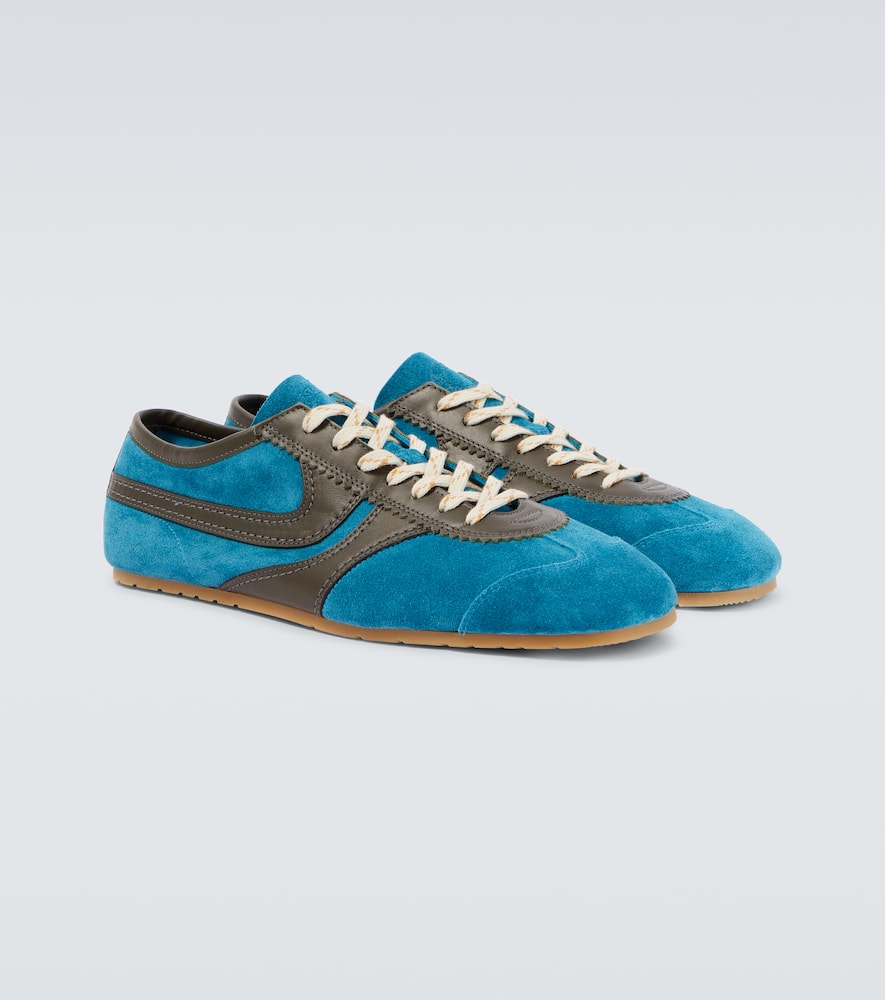 Dries Van Noten Leather-trimmed Suede Sneakers In Blue