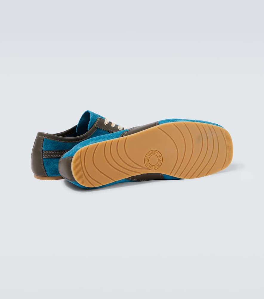 Dries Van Noten Leather-trimmed Suede Sneakers In Blue