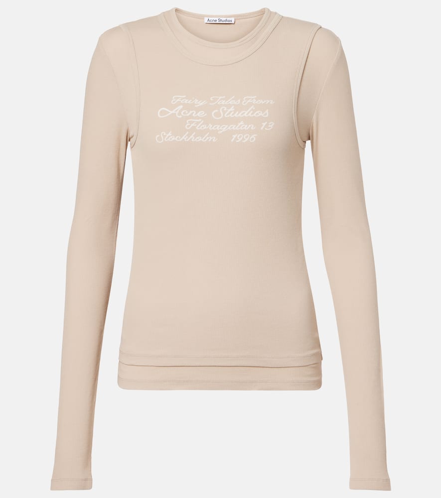Layered printed cotton-blend T-shirt