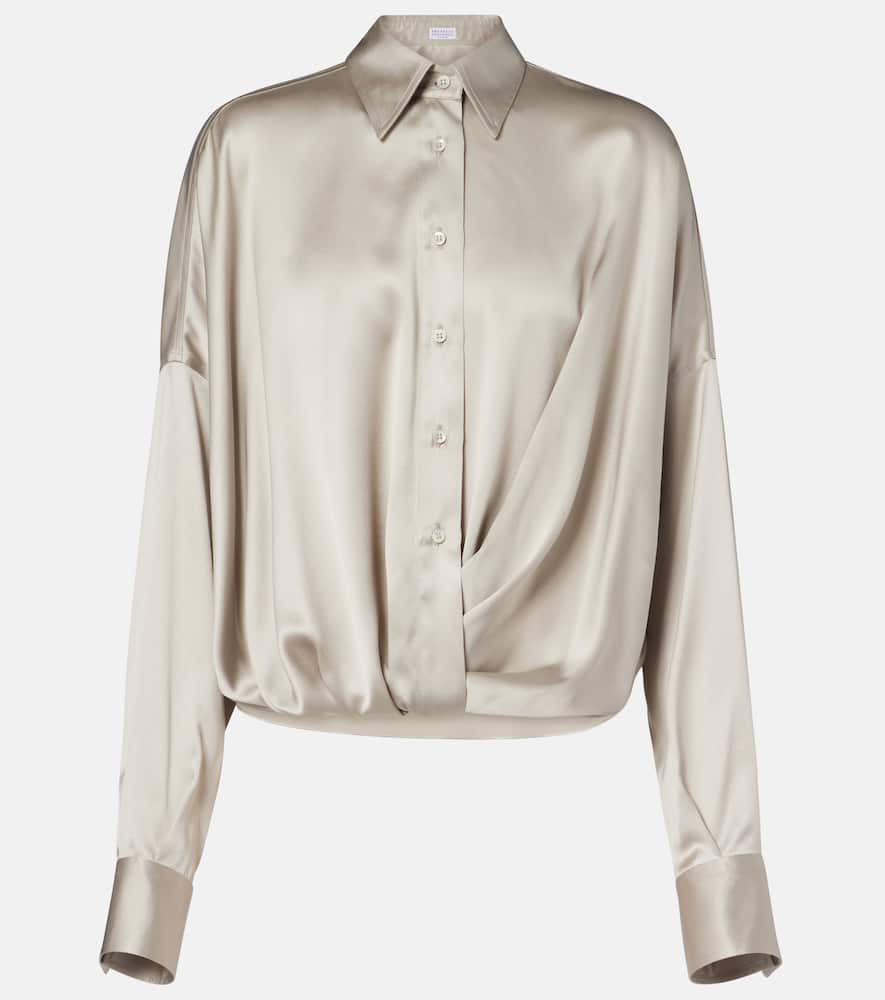Brunello Cucinelli Silk-blend Satin Shirt In Neutral