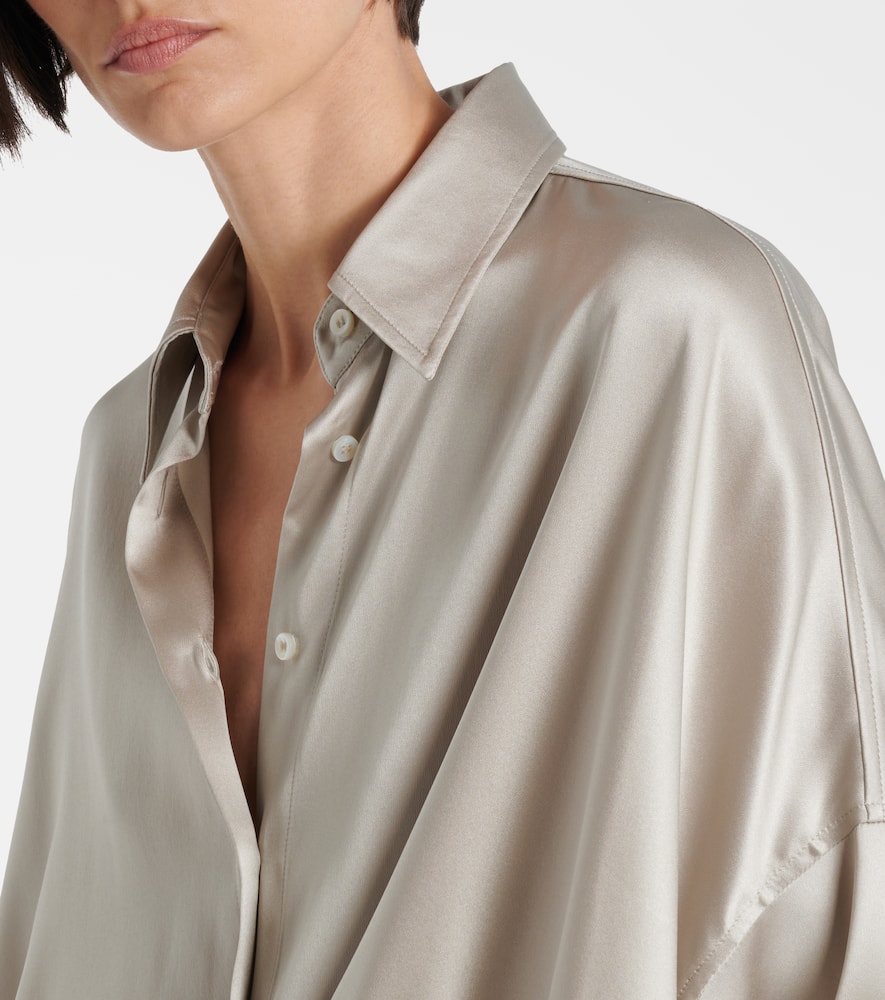 Brunello Cucinelli Silk-blend Satin Shirt In Neutral