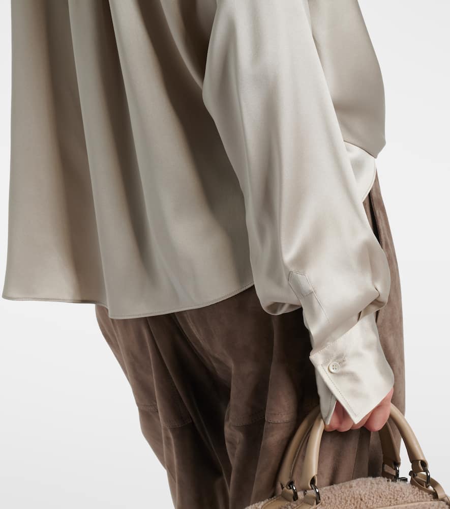 Brunello Cucinelli Silk-blend Satin Shirt In Neutral