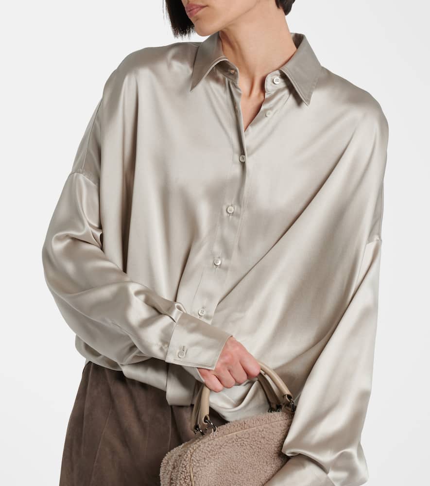 Brunello Cucinelli Silk-blend Satin Shirt In Neutral