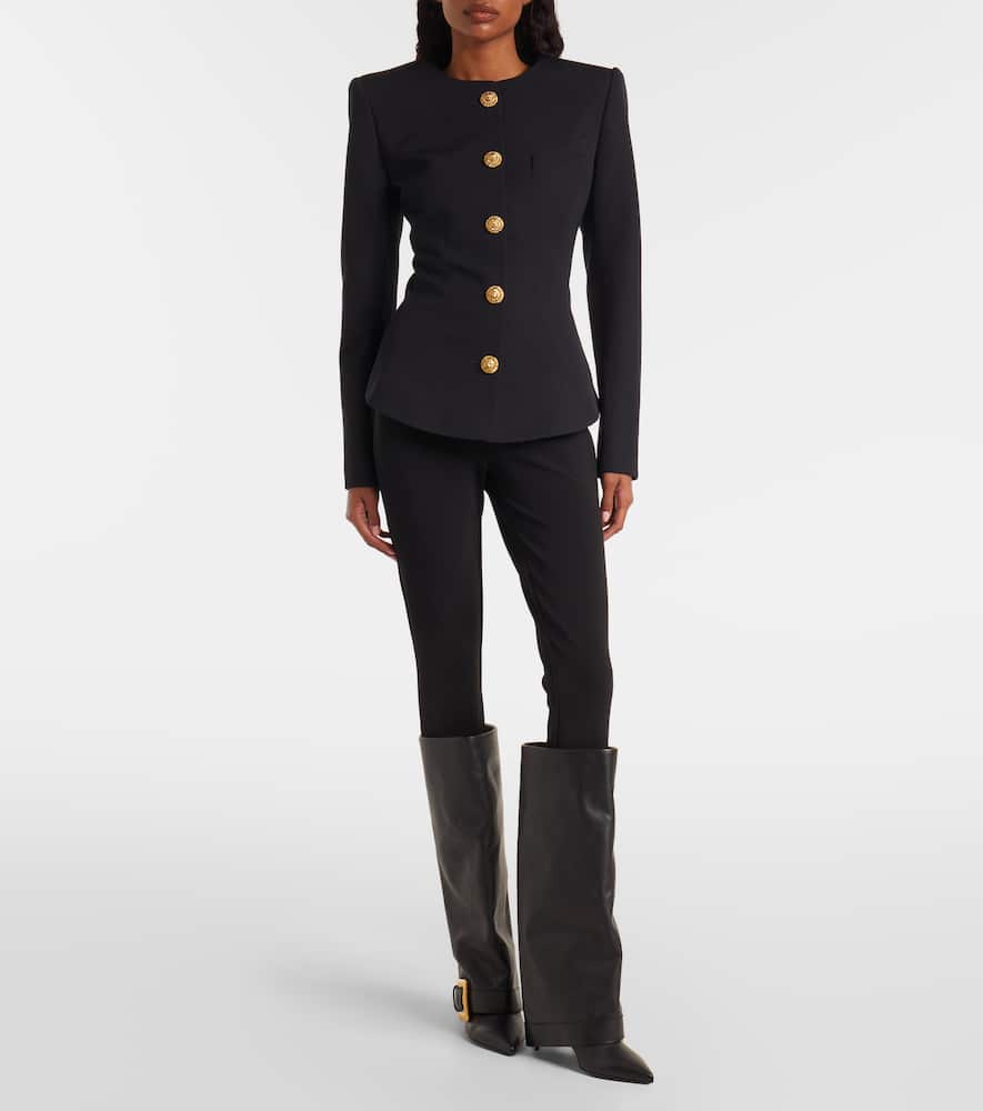 Balmain Wool Buttoned Basque Jacket In Black