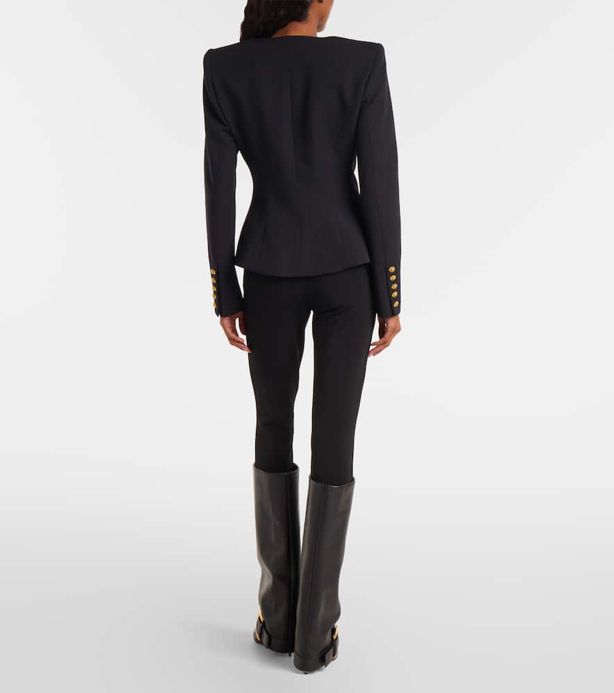 Balmain Wool Buttoned Basque Jacket In Black